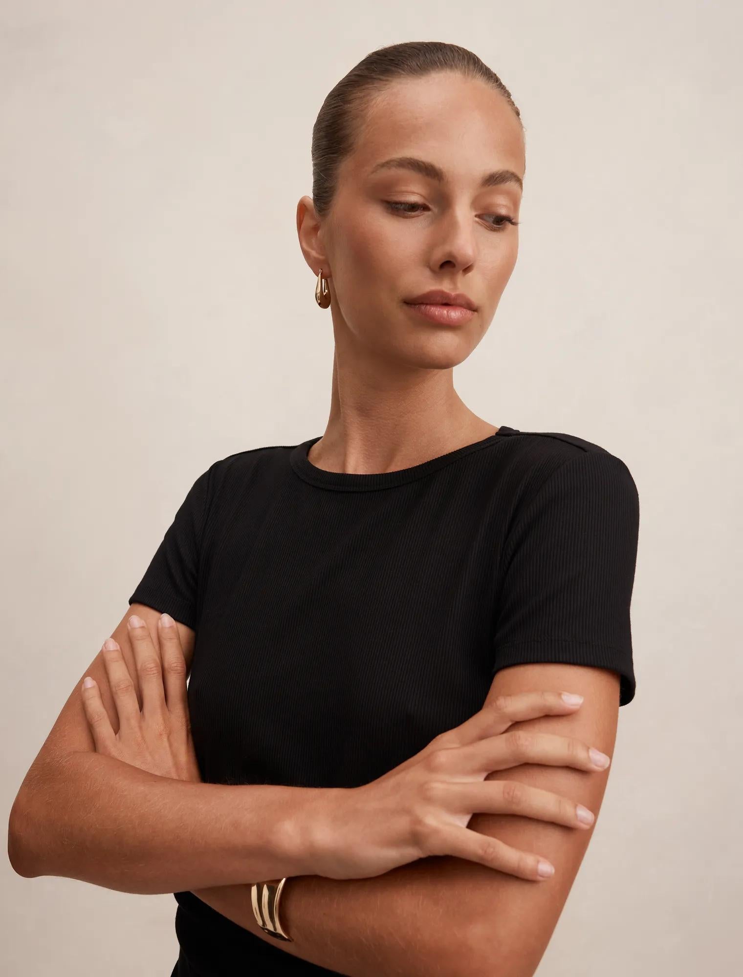 Kelly Tuck Detail Baby Tee Black