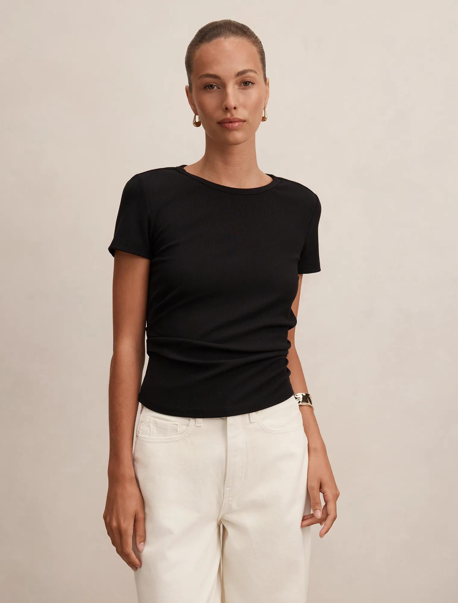 Kelly Tuck Detail Baby Tee Black