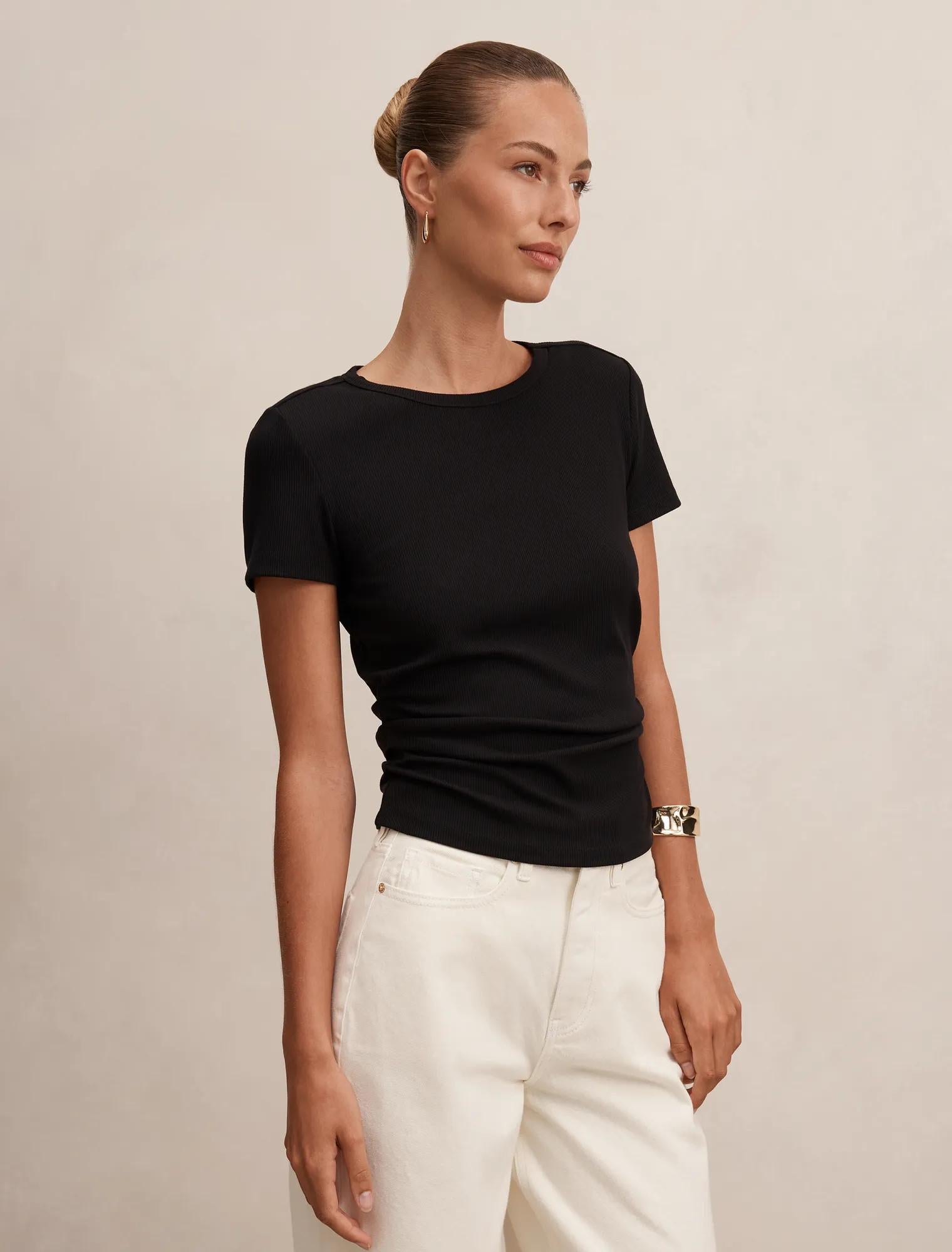 Kelly Tuck Detail Baby Tee Black