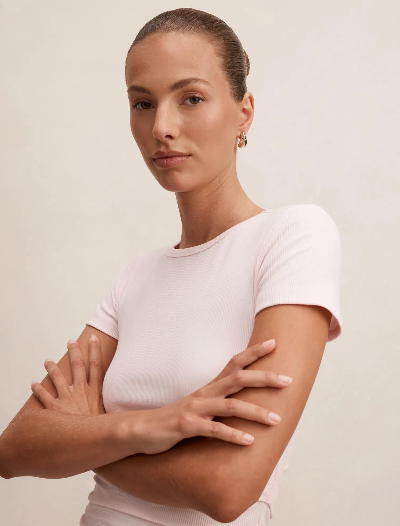 Kelly Tuck Detail Baby Tee Soft Pink