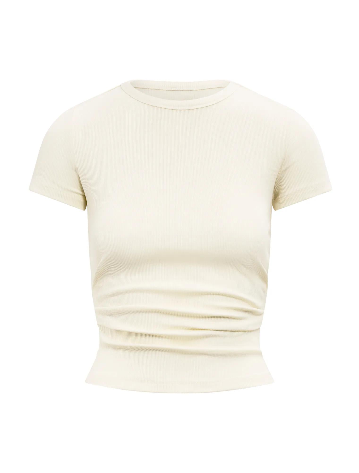 Kelly Tuck Detail Baby Tee Soft Yellow_mannequin