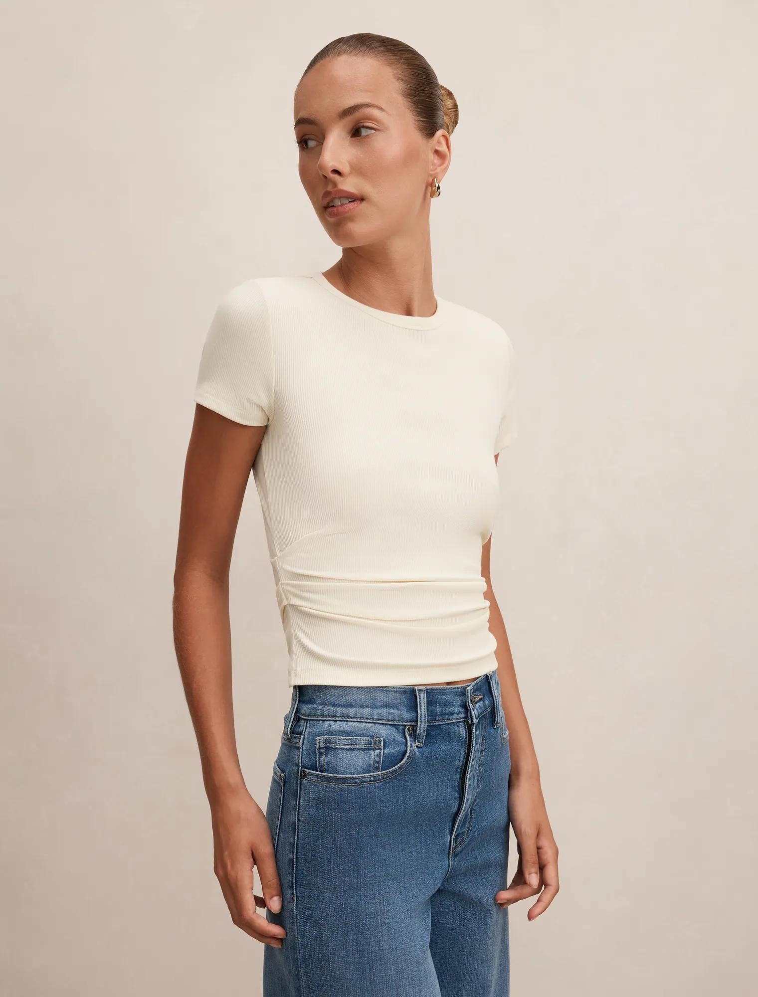 Kelly Tuck Detail Baby Tee Soft Yellow