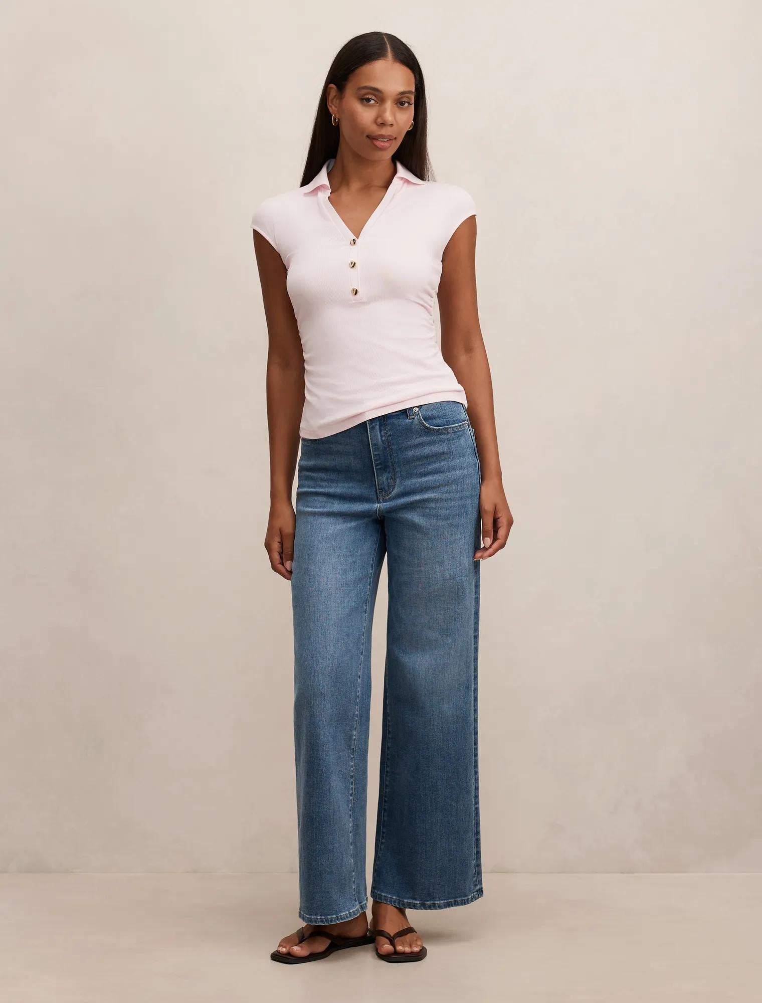Winnie Extended Shoulder Polo Soft Pink