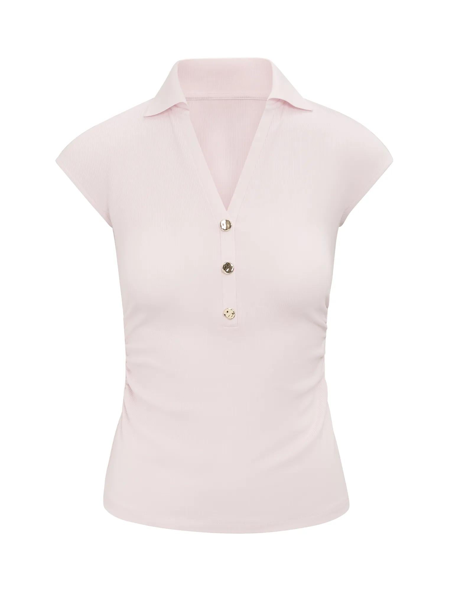 Winnie Extended Shoulder Polo Soft Pink_mannequin