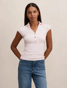 Winnie Extended Shoulder Polo Soft Pink