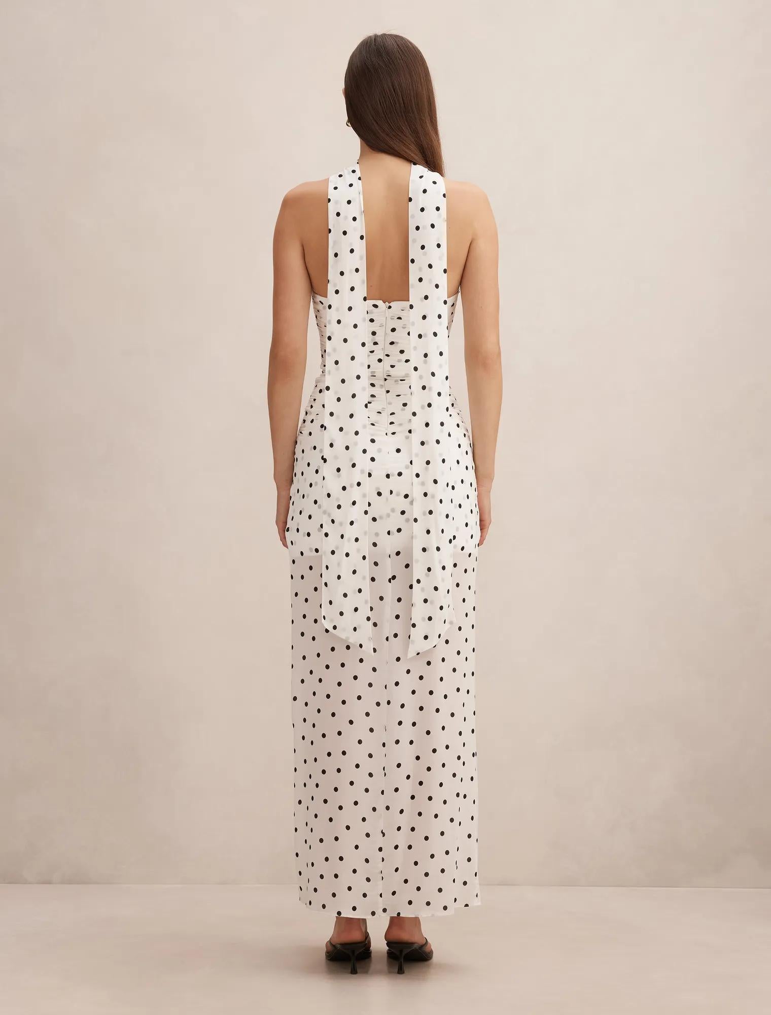 Arli Strapless Ruched Maxi Dress Porcelain Edmond Spot