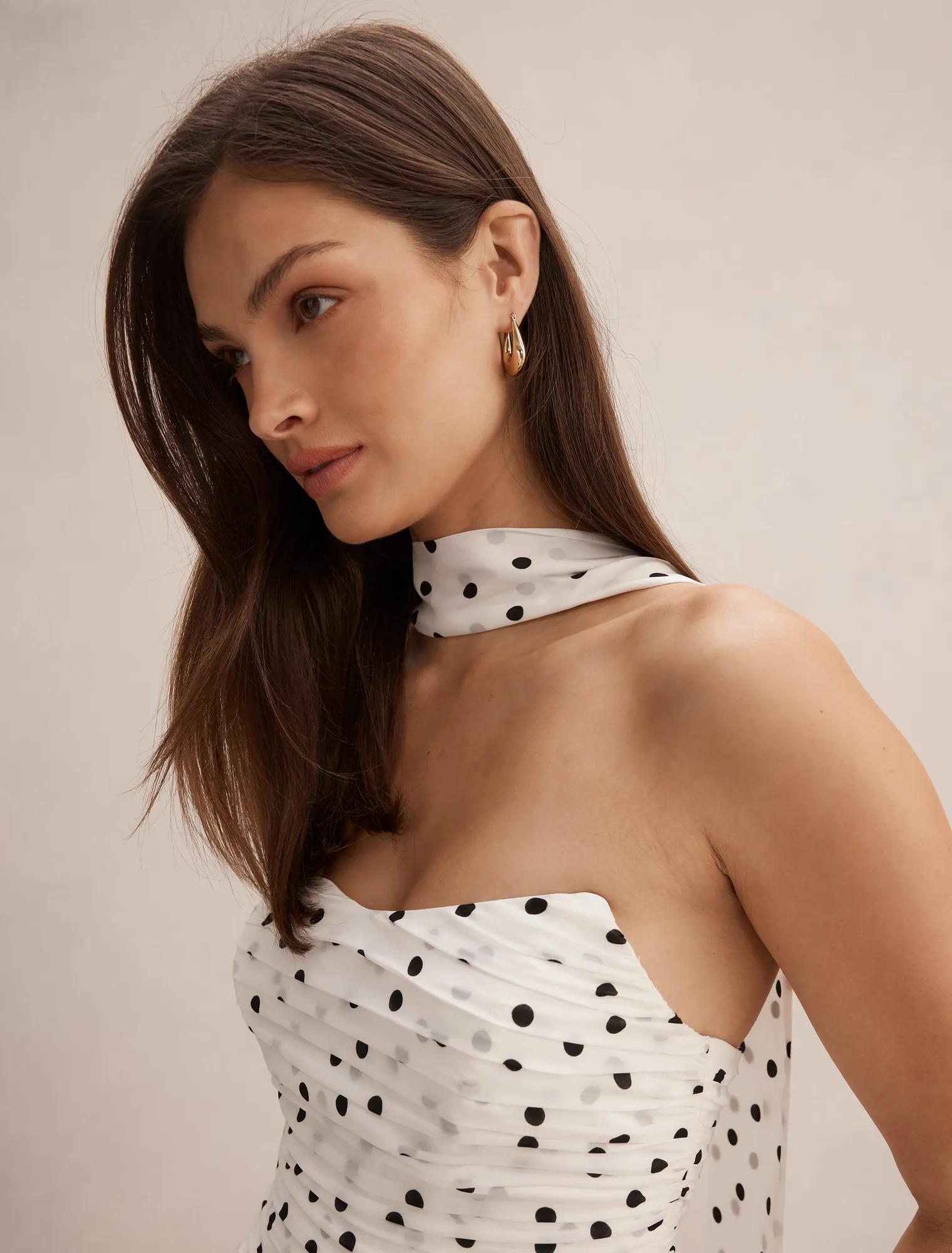 Arli Strapless Ruched Maxi Dress Porcelain Edmond Spot