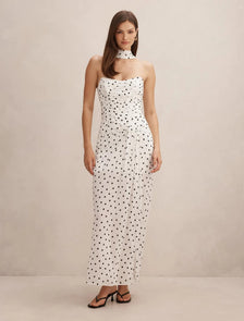 Arli Strapless Ruched Maxi Dress Porcelain Edmond Spot