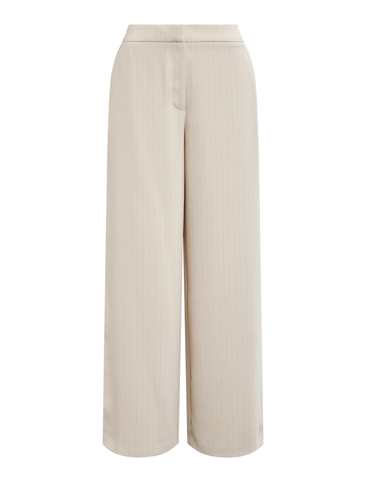 Willow Petite Wide Leg Pants Milk Pinstripe Set_mannequin