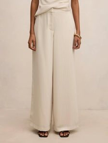 Willow Petite Wide Leg Pants Milk Pinstripe Set