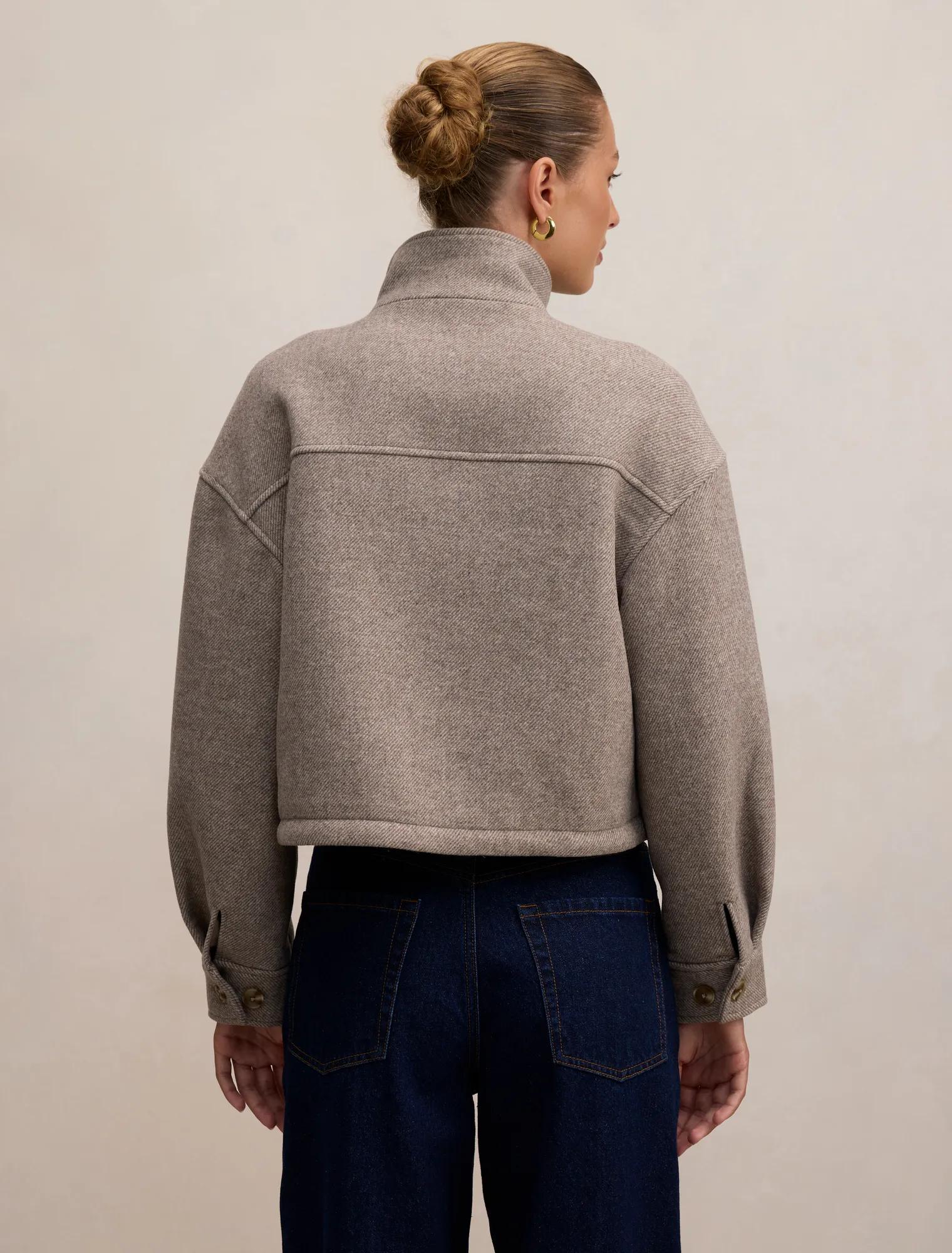 Kira Funnel Neck Jacket Mushroom Neutral