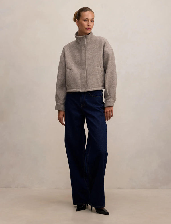 Kira Funnel Neck Jacket Mushroom Neutral