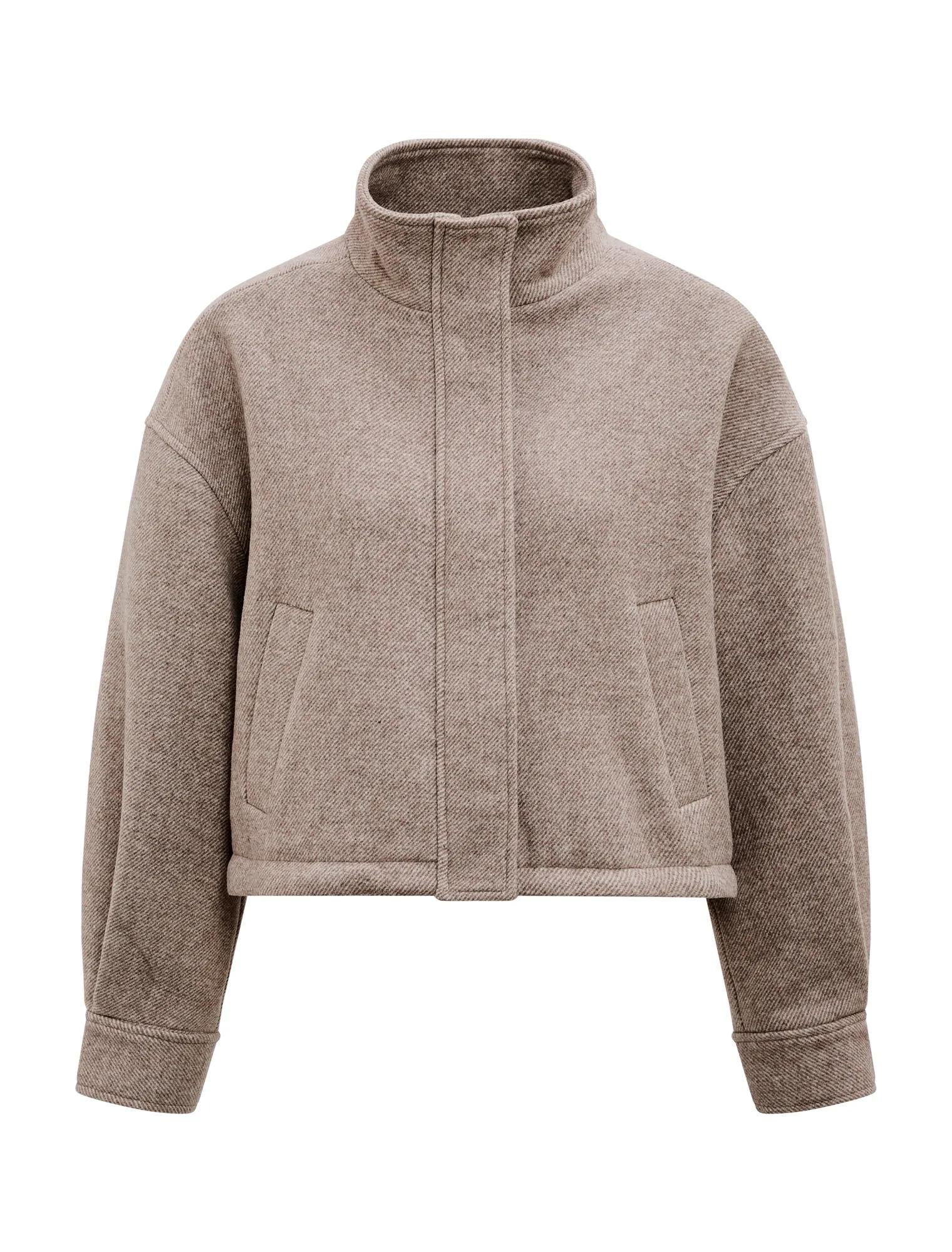 Kira Funnel Neck Jacket Mushroom Neutral_mannequin