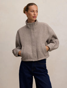 Kira Funnel Neck Jacket Mushroom Neutral