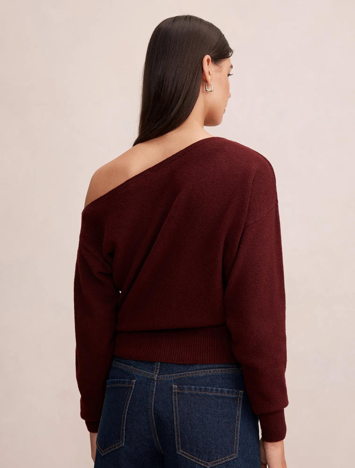 Emerson Asymmetric Sweater Pinot Red