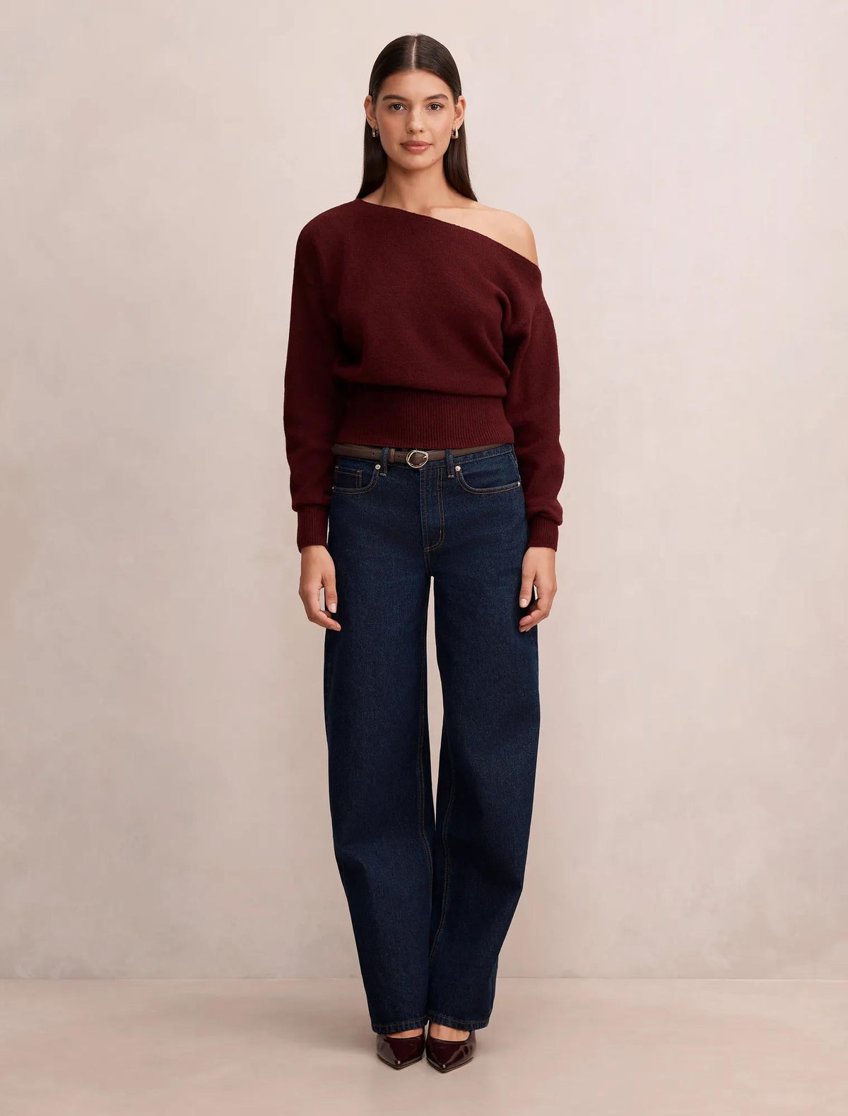 Emerson Asymmetric Sweater Pinot Red
