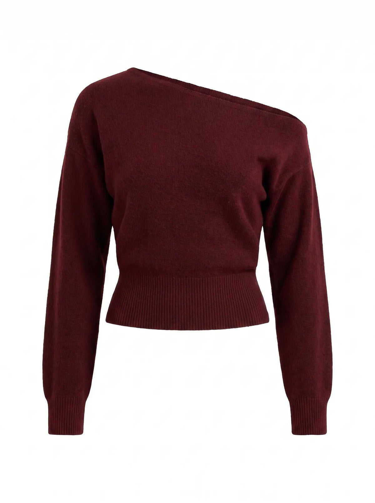 Emerson Asymmetric Sweater Pinot Red_mannequin
