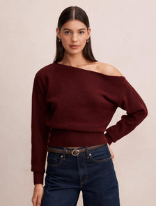 Emerson Asymmetric Sweater Pinot Red