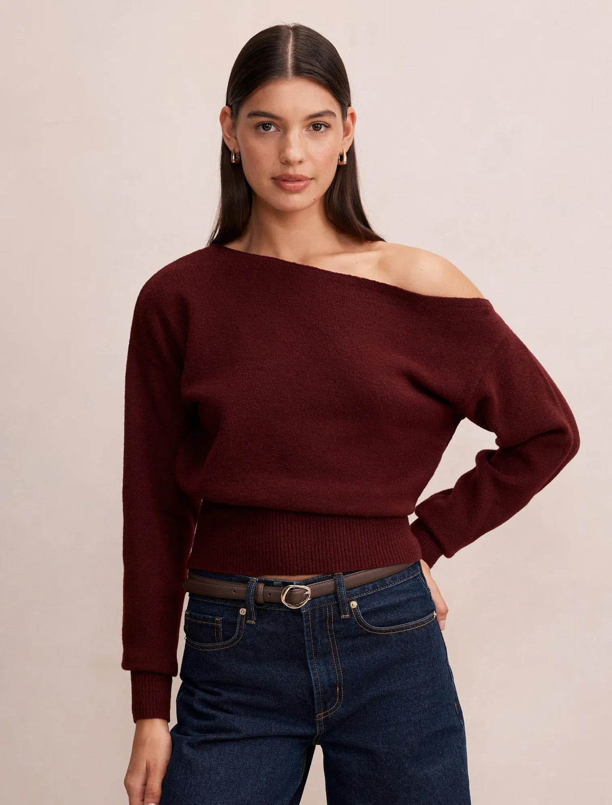 Emerson Asymmetric Sweater Pinot Red
