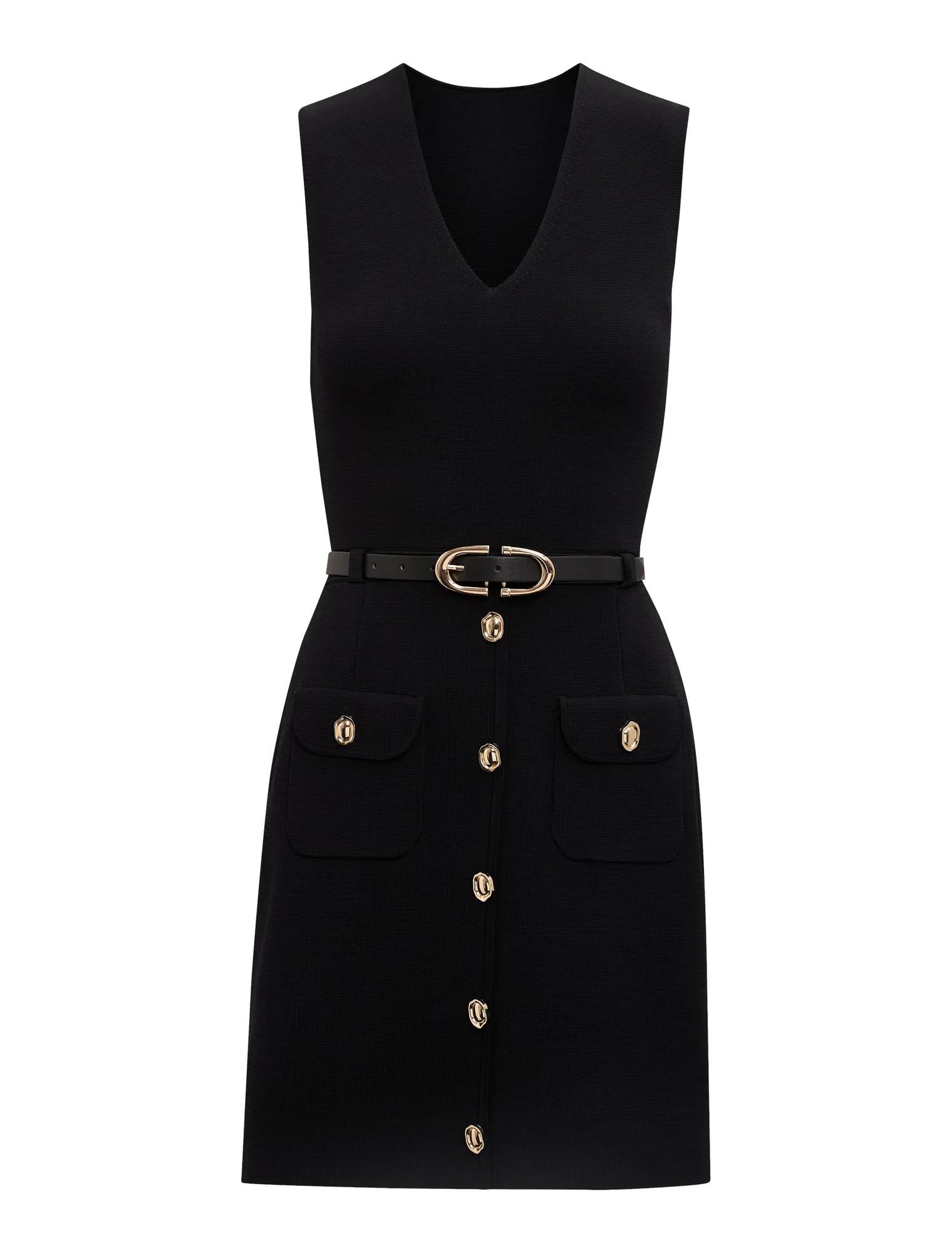 Miley Pocket Detail Knit Dress Black_mannequin