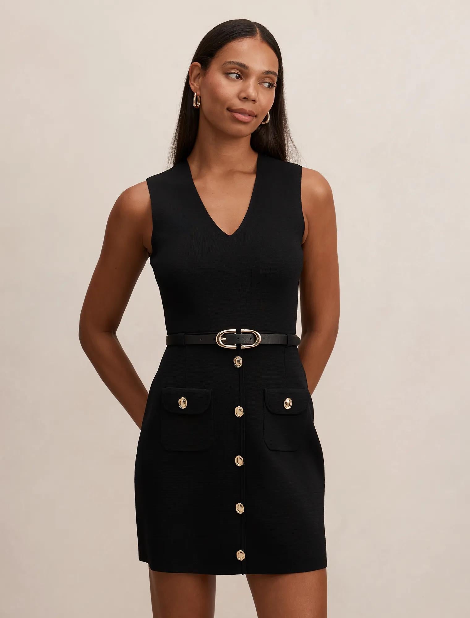Miley Pocket Detail Knit Dress Black