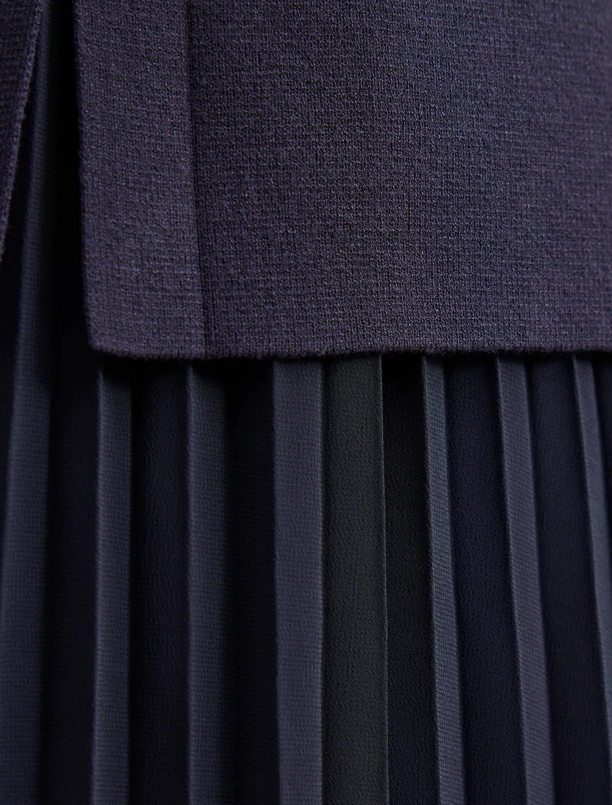 Chelsea Pleat Mixed Midi Dress Navy