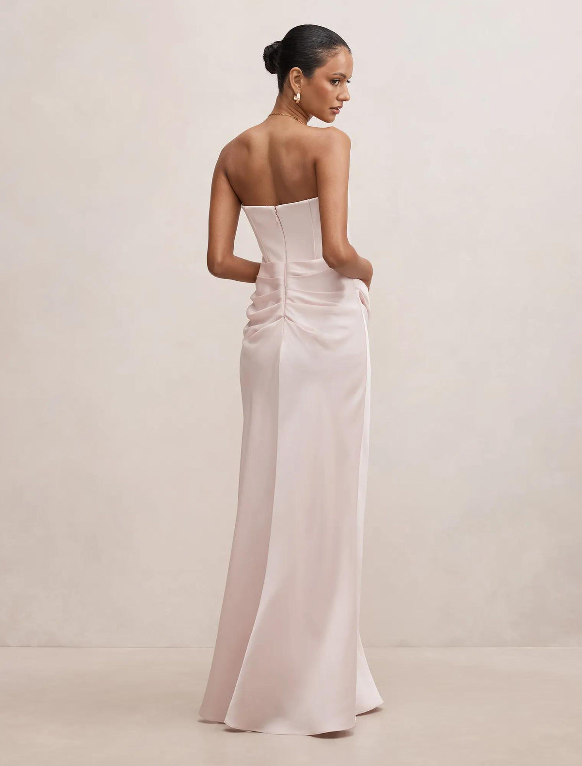 Isra Petite Drape Strapless Maxi Barely Pink