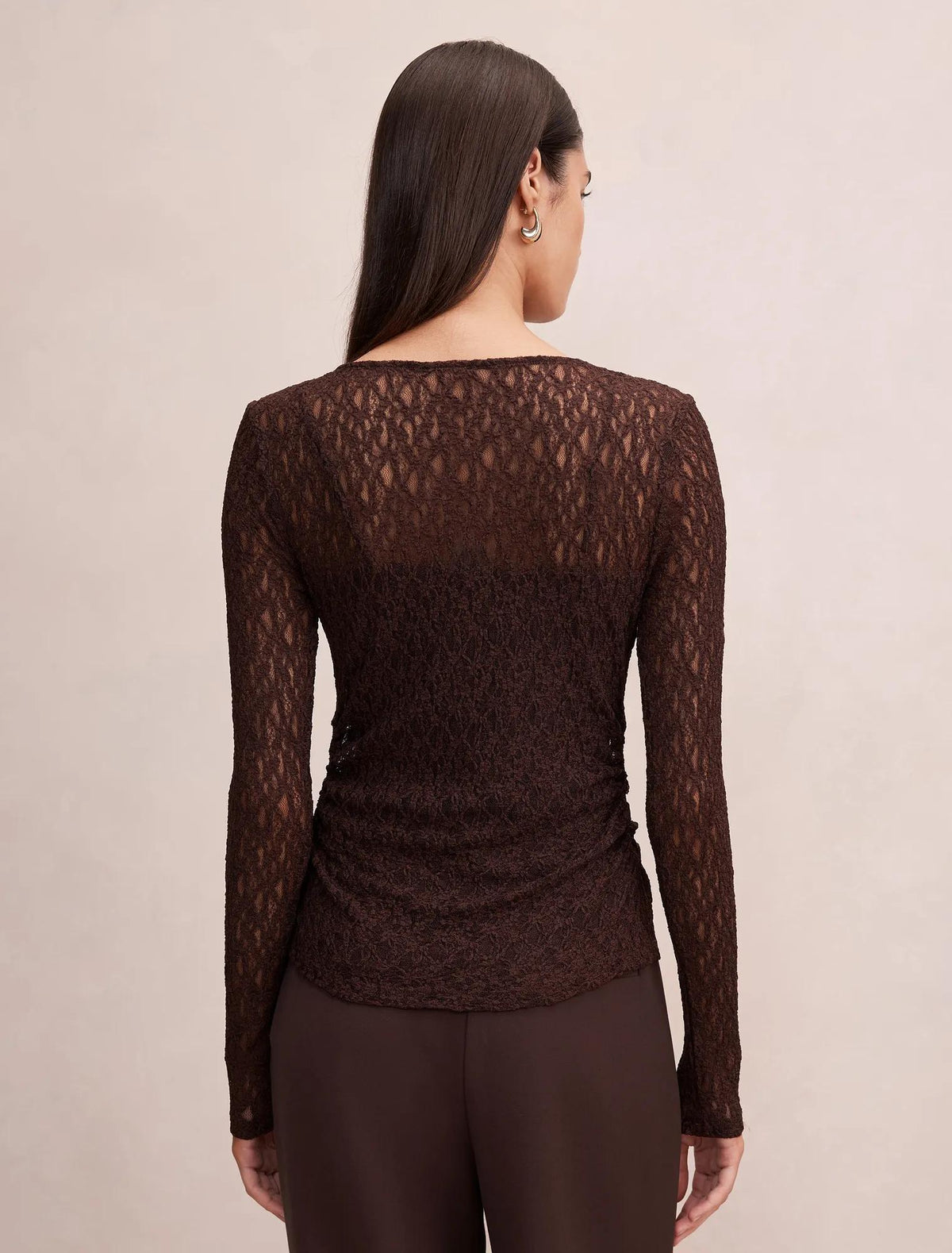Alex Lace Long Sleeve Top Chocolate