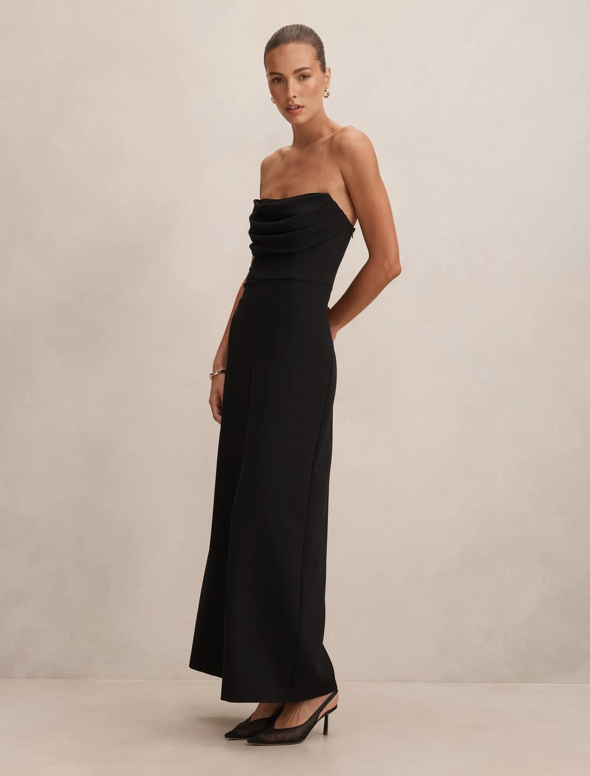 Shelly Strapless Corset Jumpsuit Black