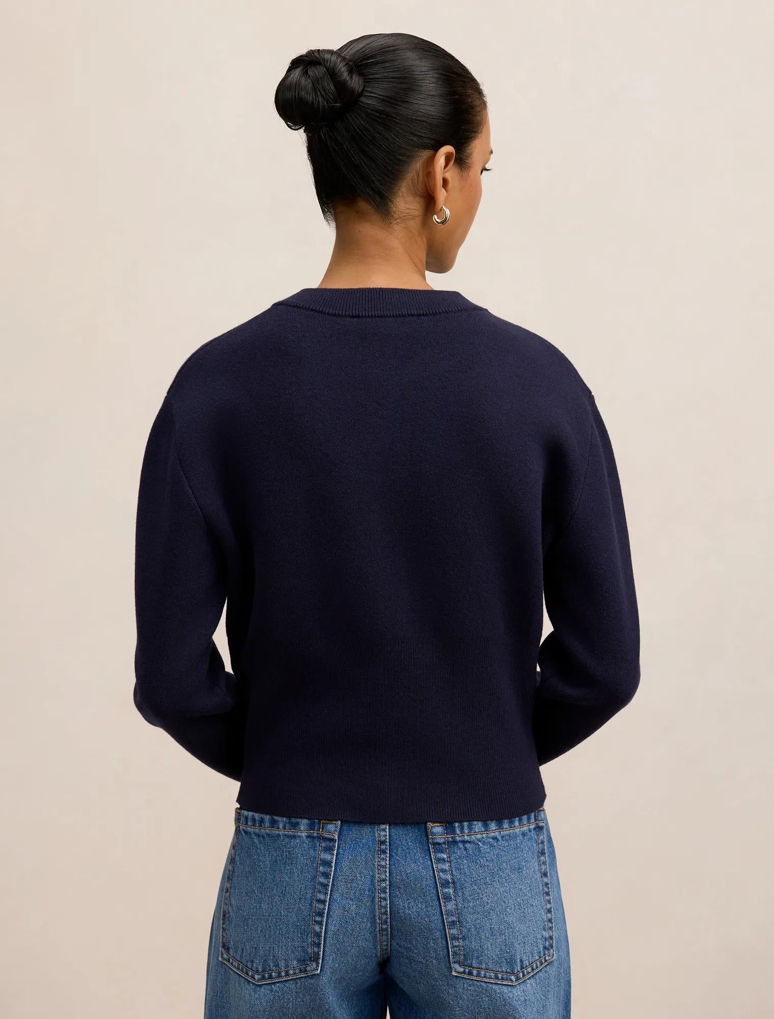 Ally Petite Knit Cardigan Navy