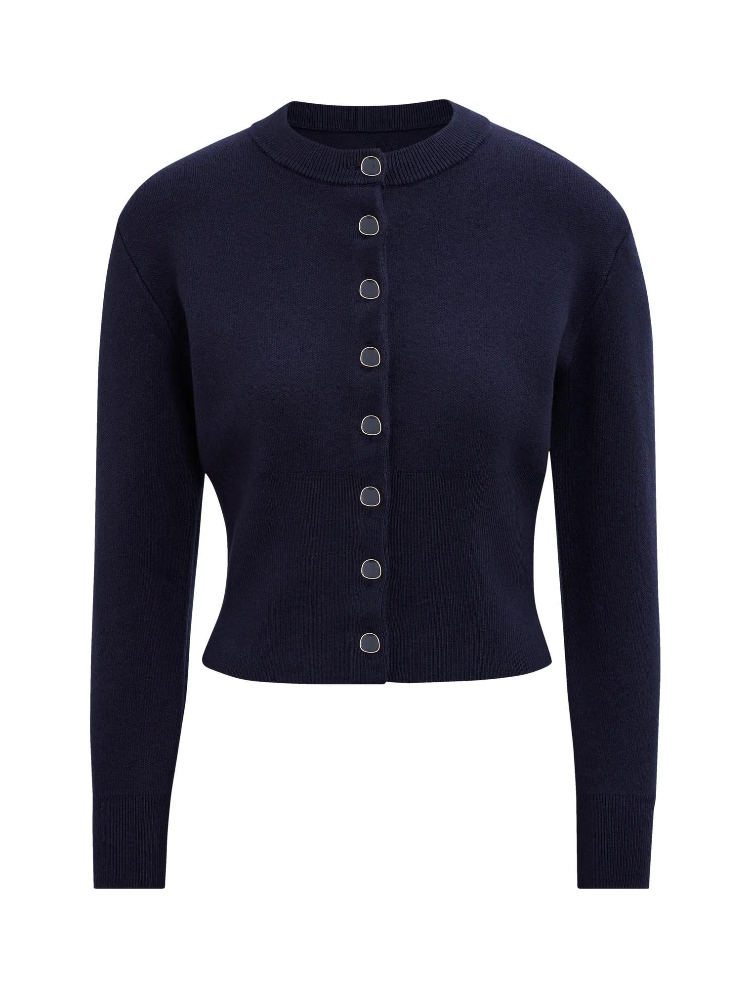 Ally Petite Knit Cardigan Navy_mannequin