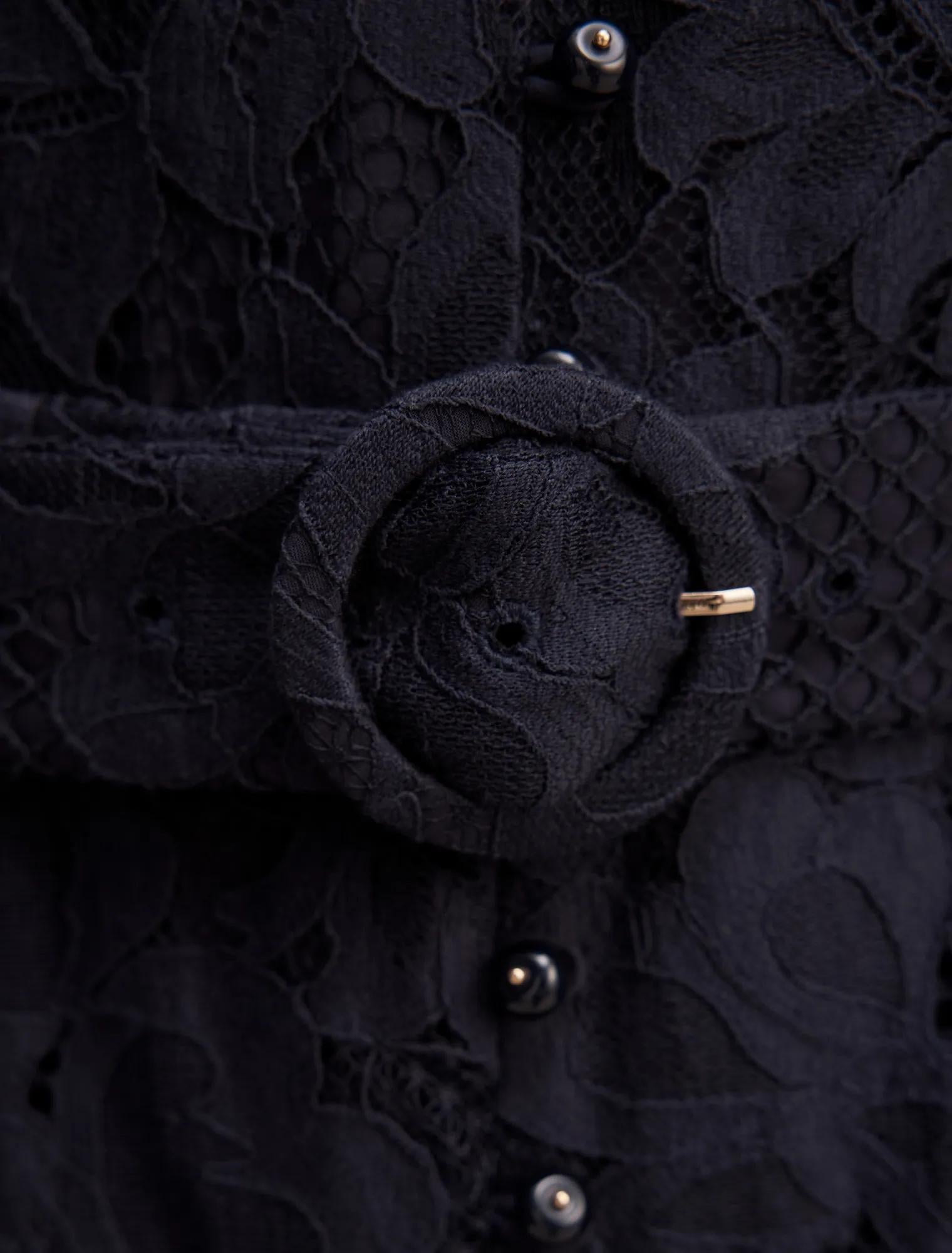 Liberty Flutter Sleeve Lace Midi Dress Navy