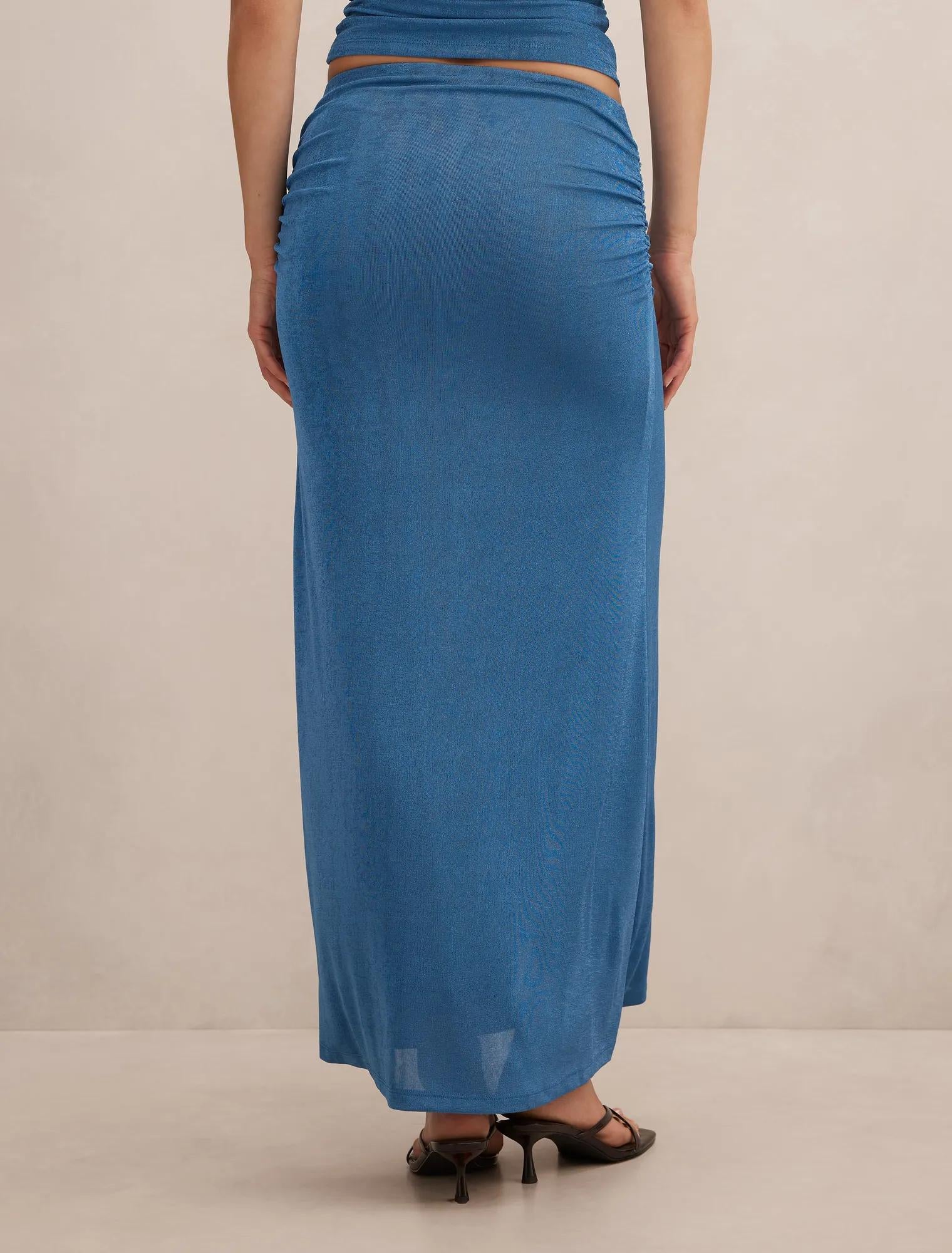 Arabella Flute Maxi Skirt Palace Blue co-ord