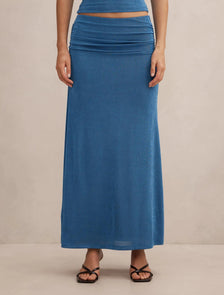 Arabella Flute Maxi Skirt Palace Blue co-ord