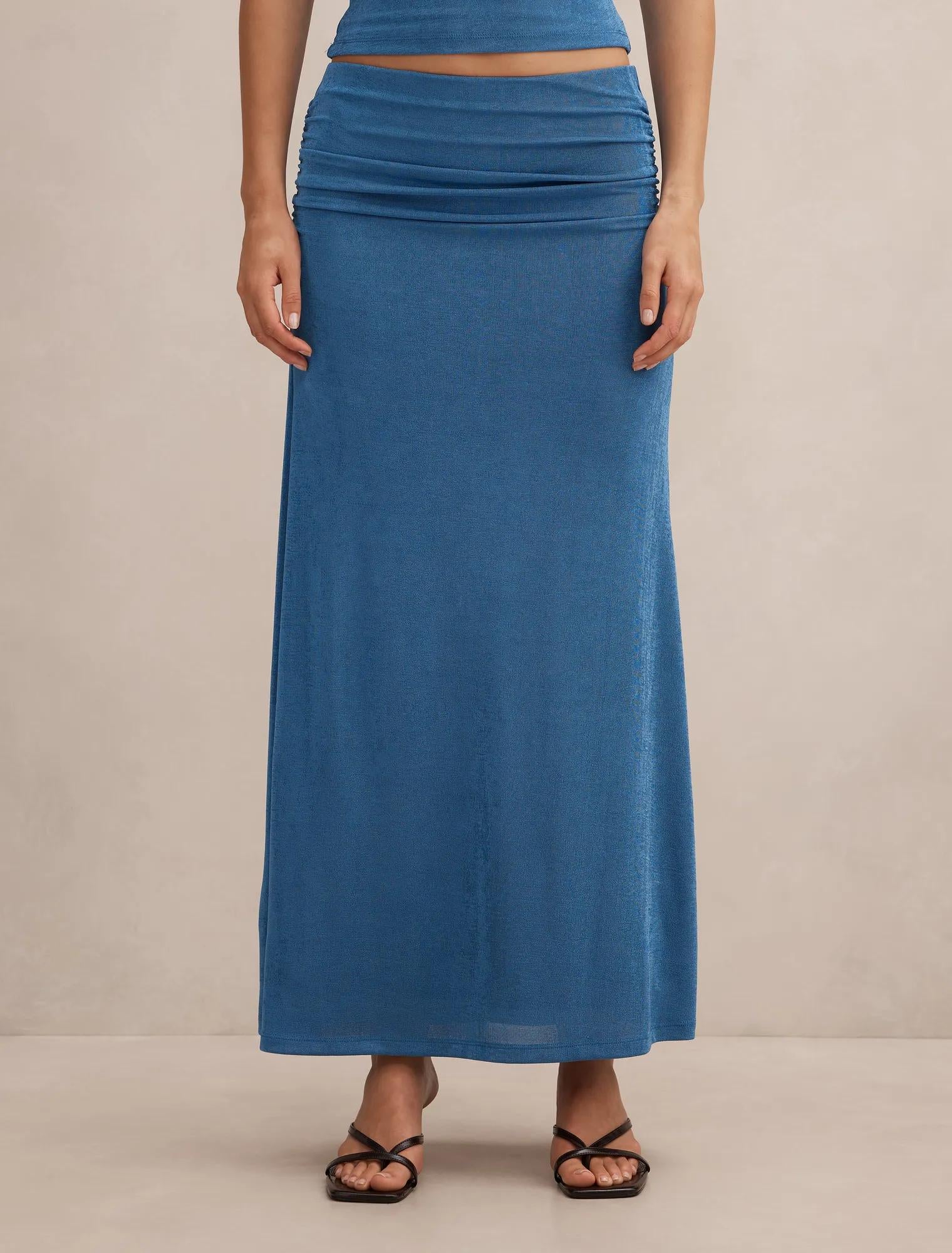 Arabella Flute Maxi Skirt Palace Blue co-ord