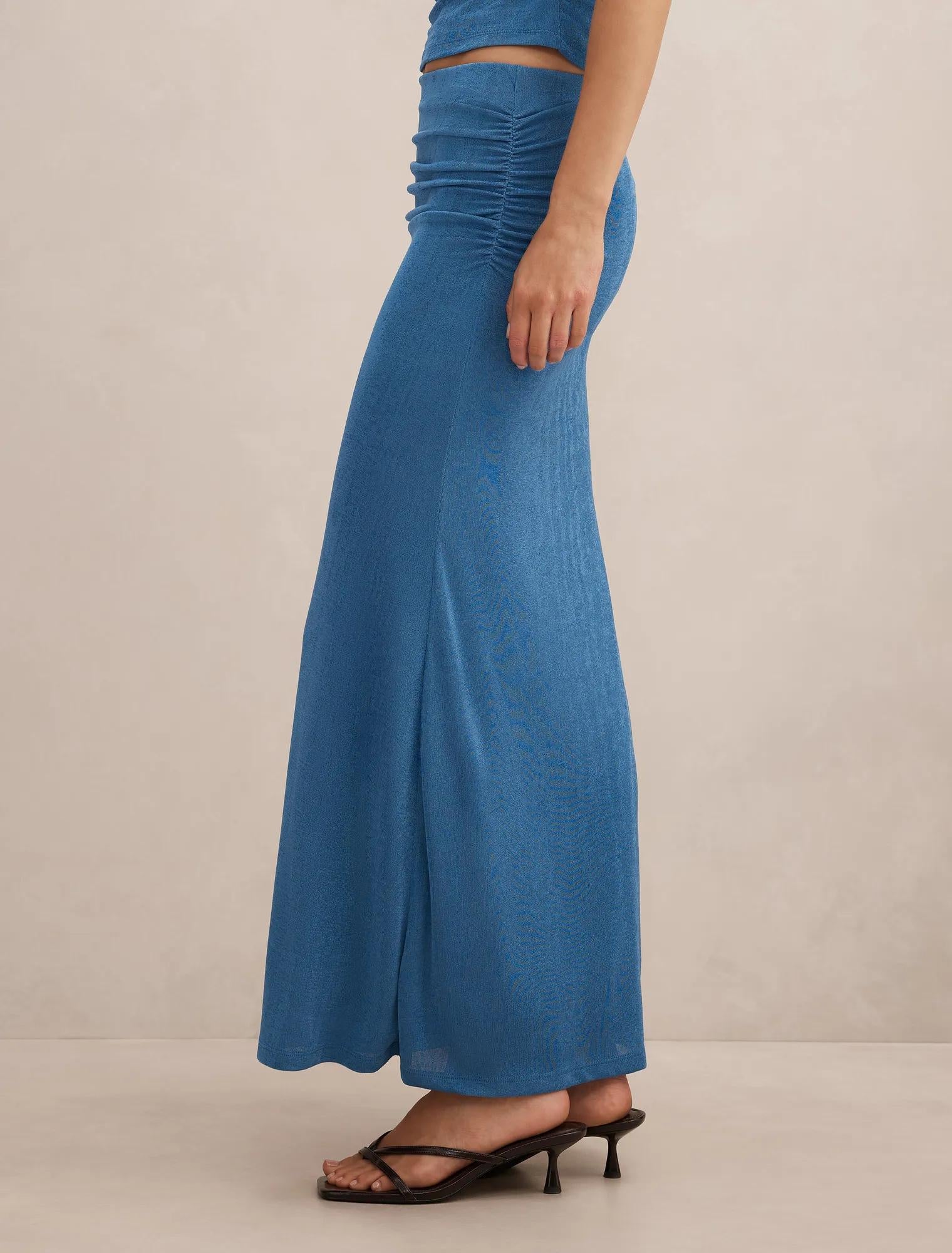 Arabella Flute Maxi Skirt Palace Blue co-ord