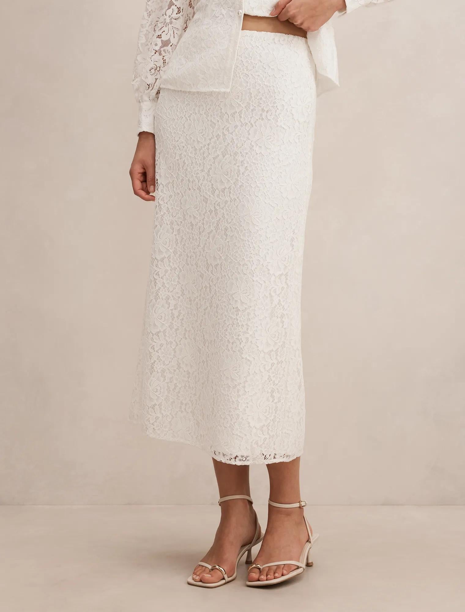 Loretta Lace Midi Skirt Porcelain Co-Ord