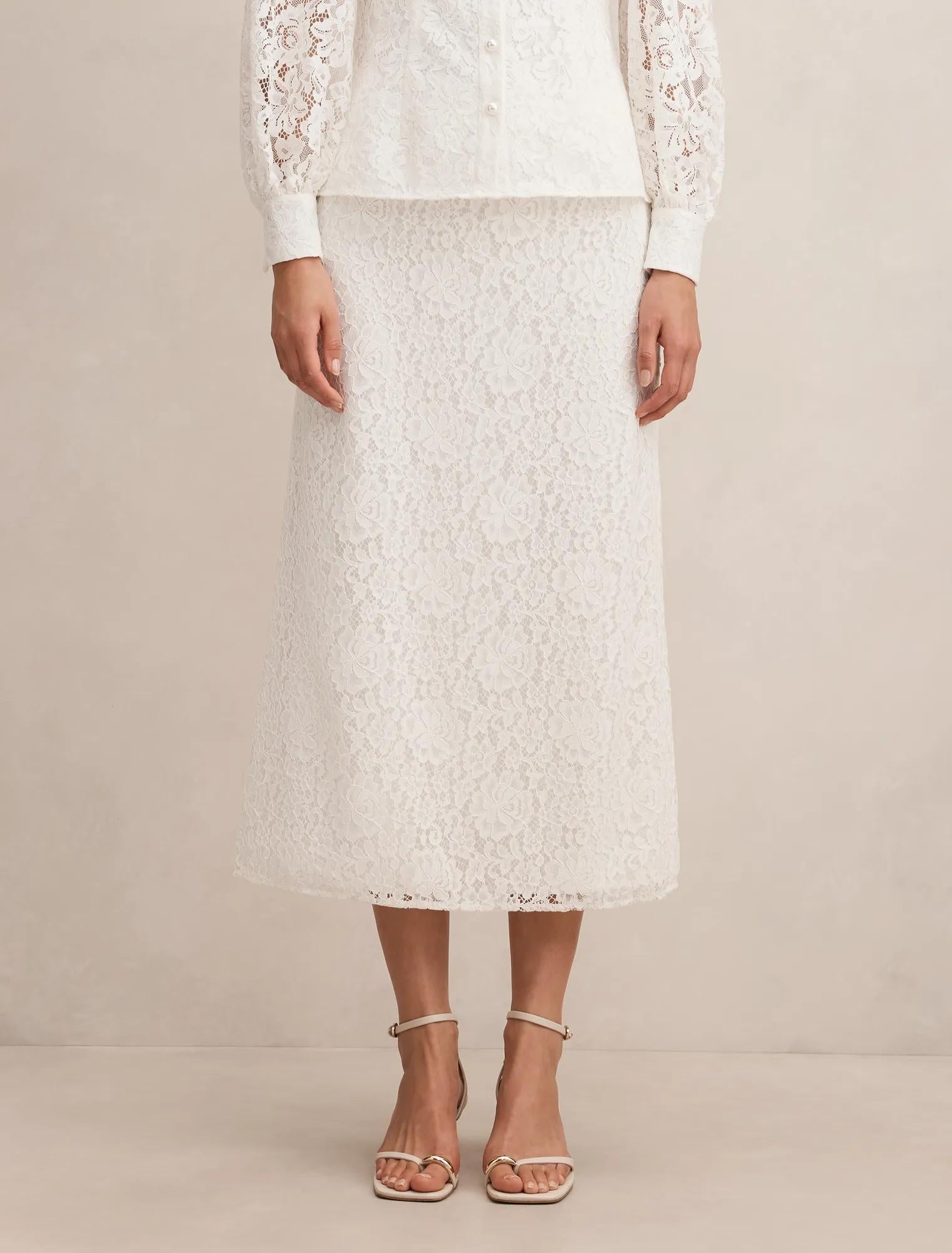 Loretta Lace Midi Skirt Porcelain Co-Ord