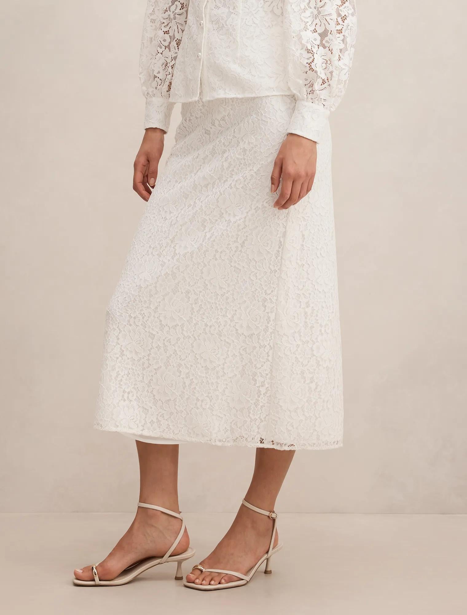 Loretta Lace Midi Skirt Porcelain Co-Ord
