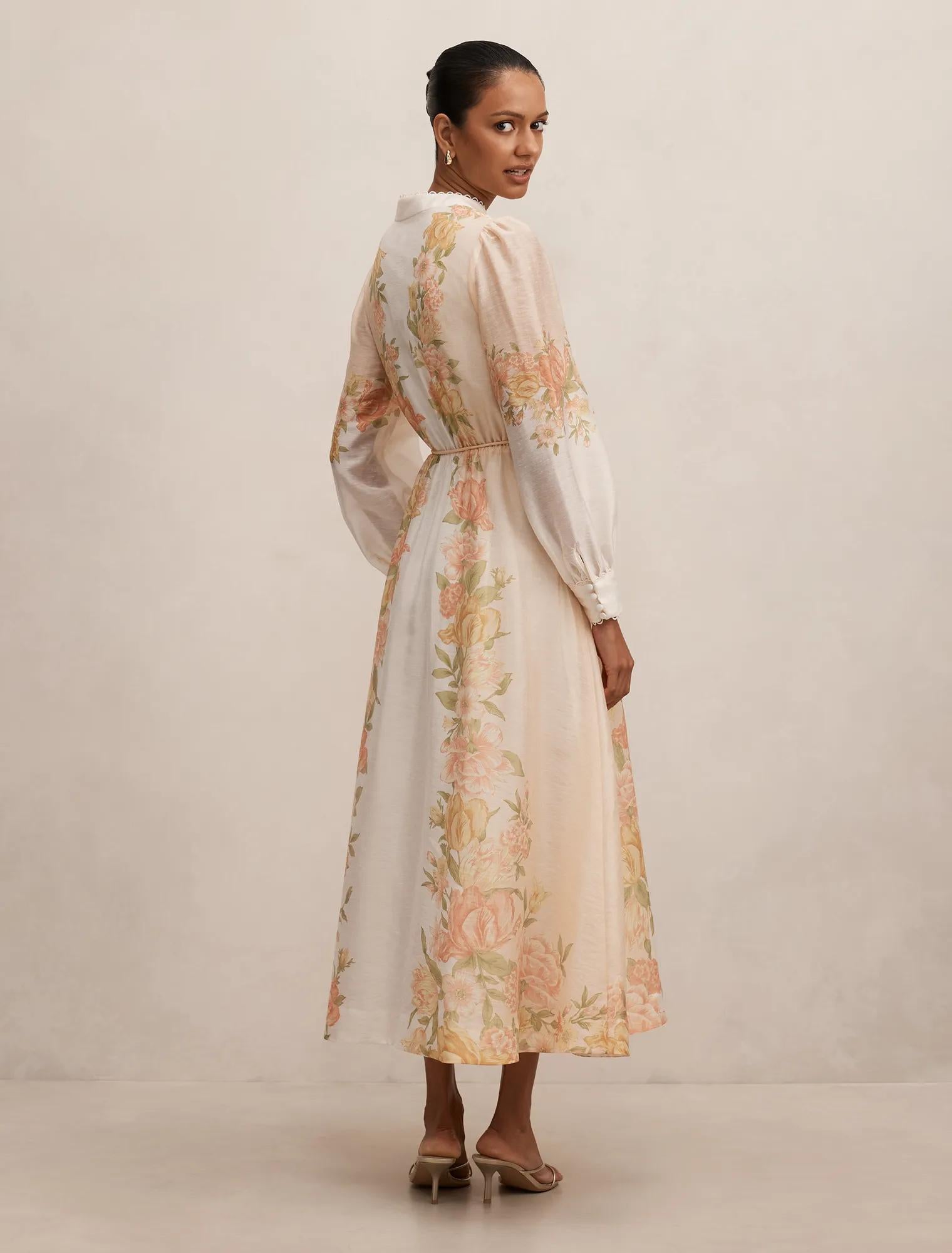 Christina Petite Placement Print Midi Peach Mercia Floral