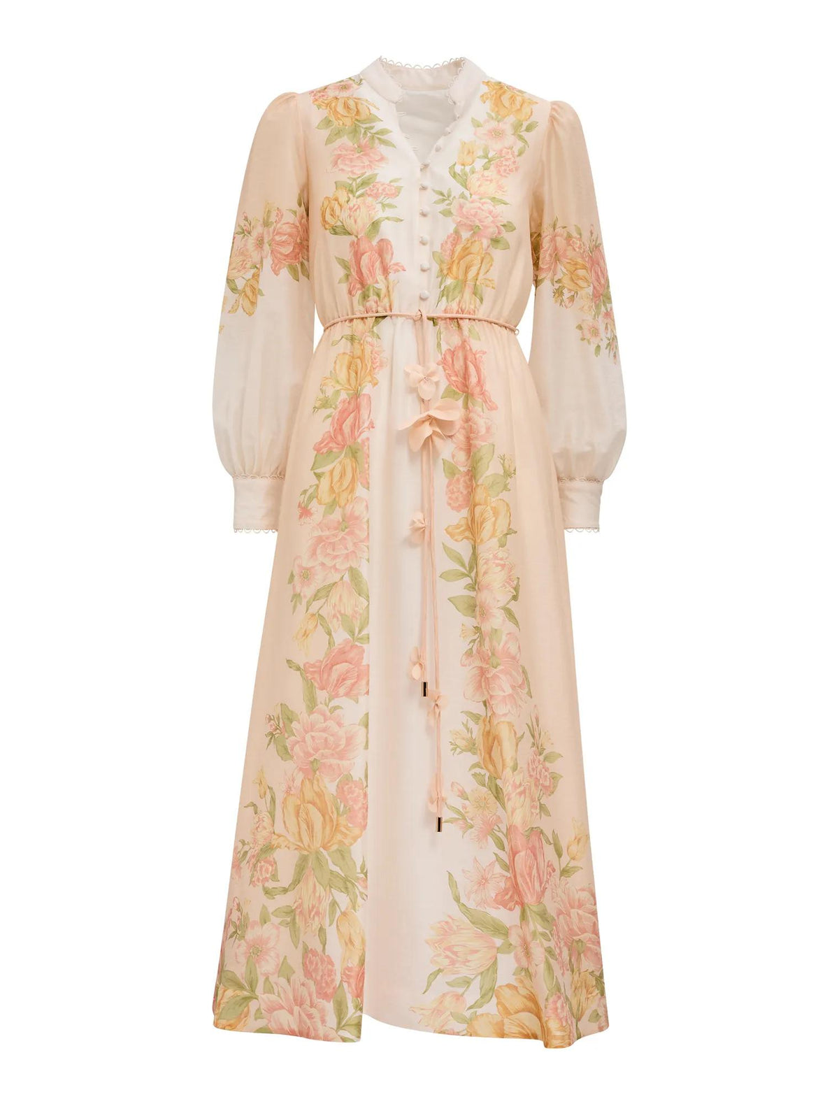 Christina Petite Placement Print Midi Peach Mercia Floral_mannequin