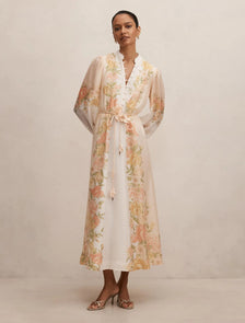 Christina Petite Placement Print Midi Peach Mercia Floral