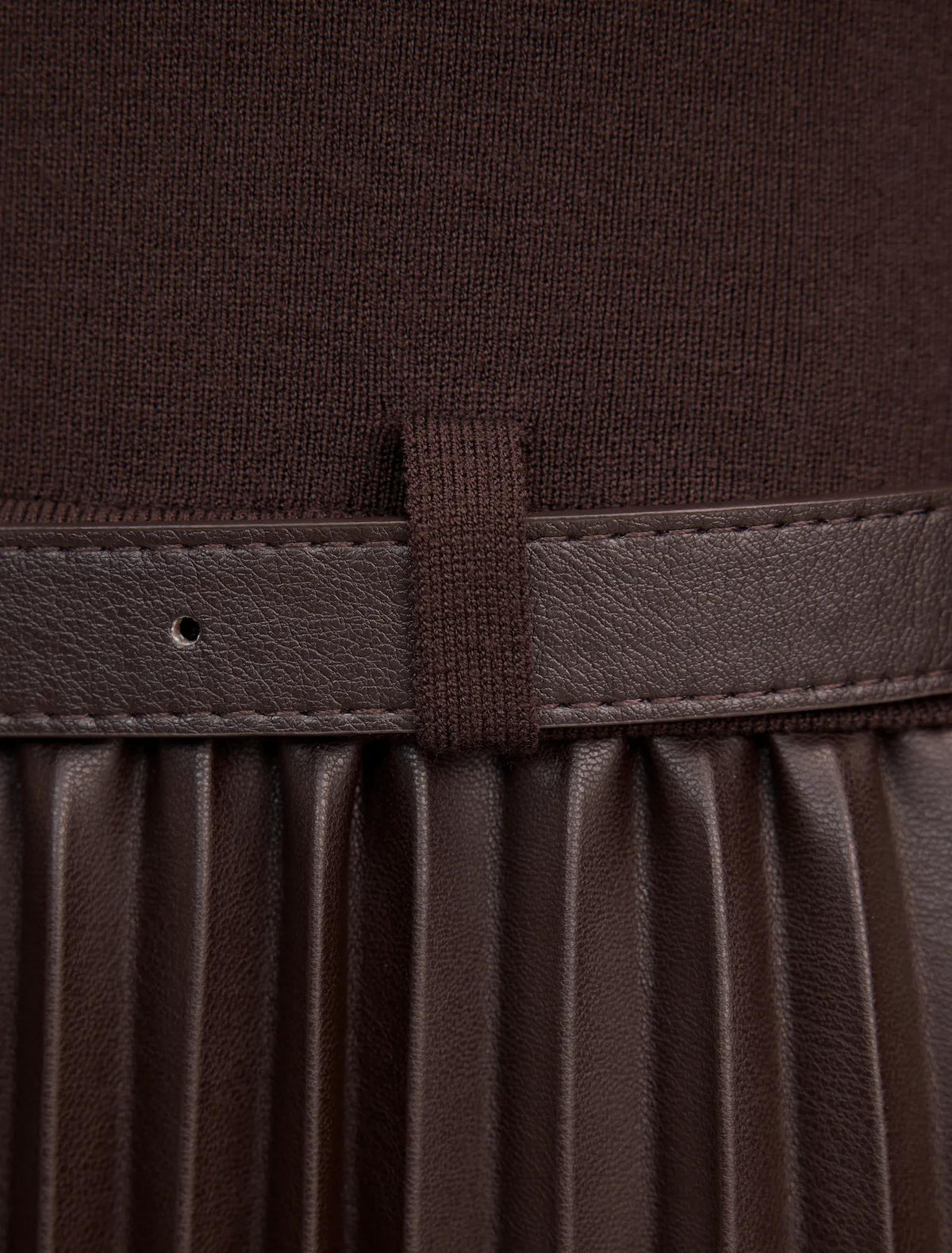 Gianna PU Pleated Midi Chocolate