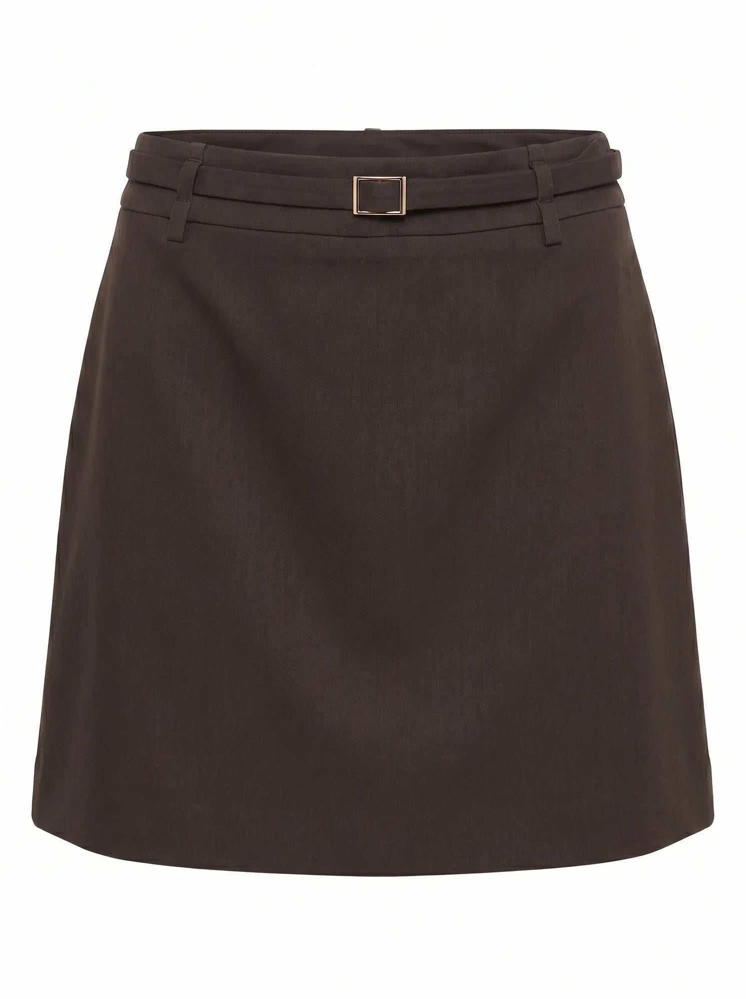 Eloise Belted Mini Skirt Chocolate_mannequin