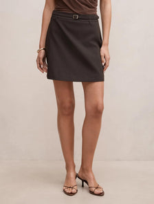 Eloise Belted Mini Skirt Chocolate