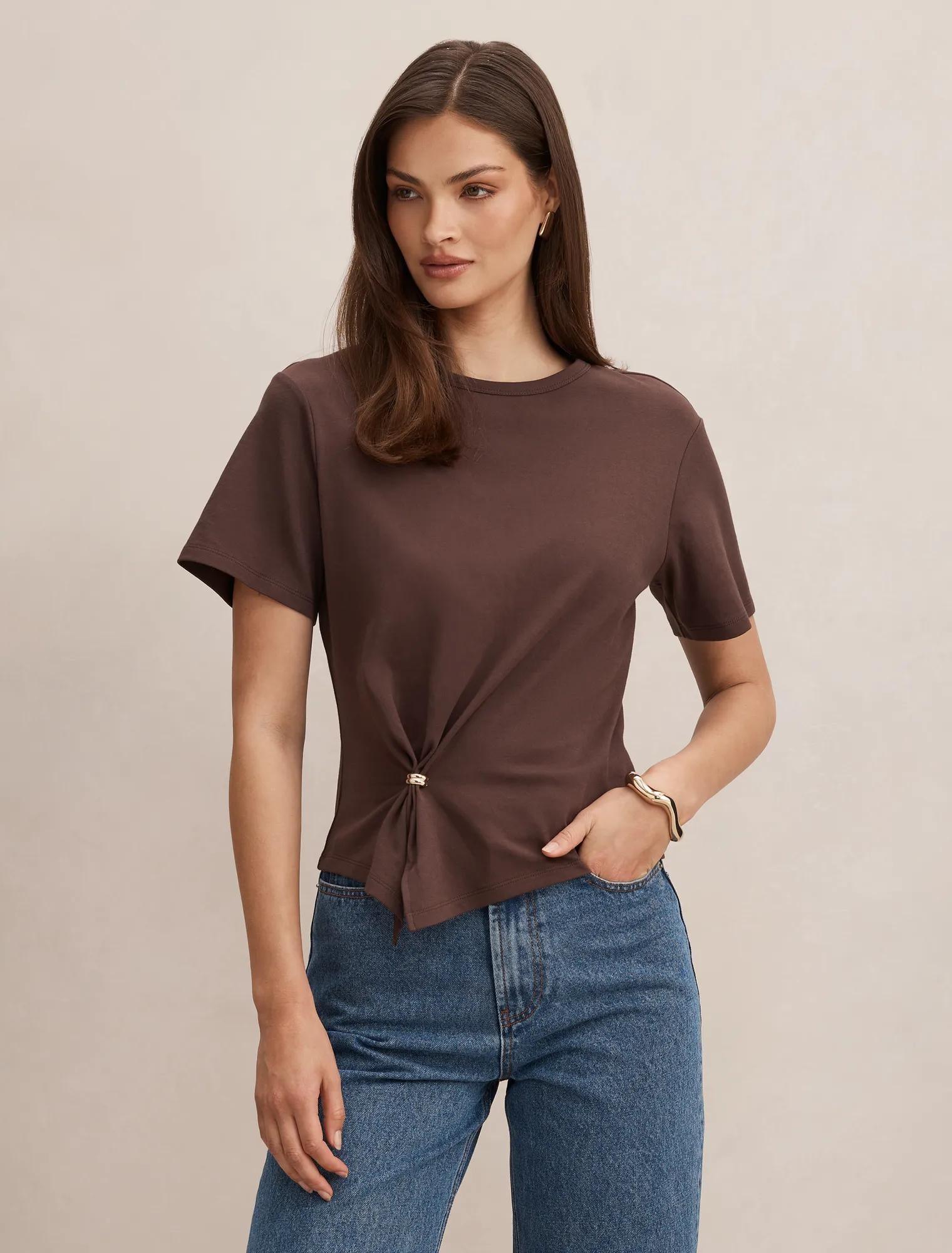 Lani Hardware Detail Tee Bark