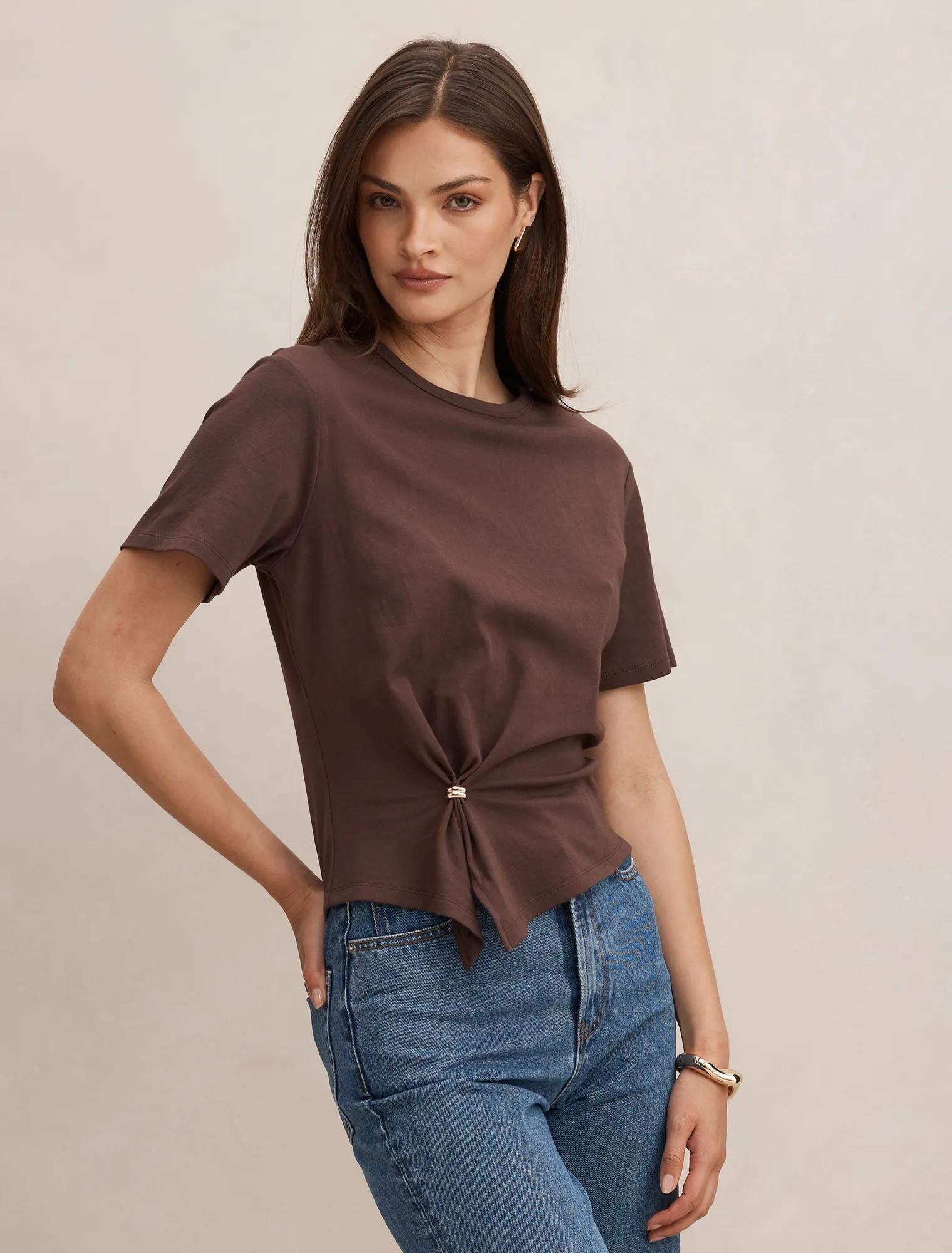 Lani Hardware Detail Tee Bark