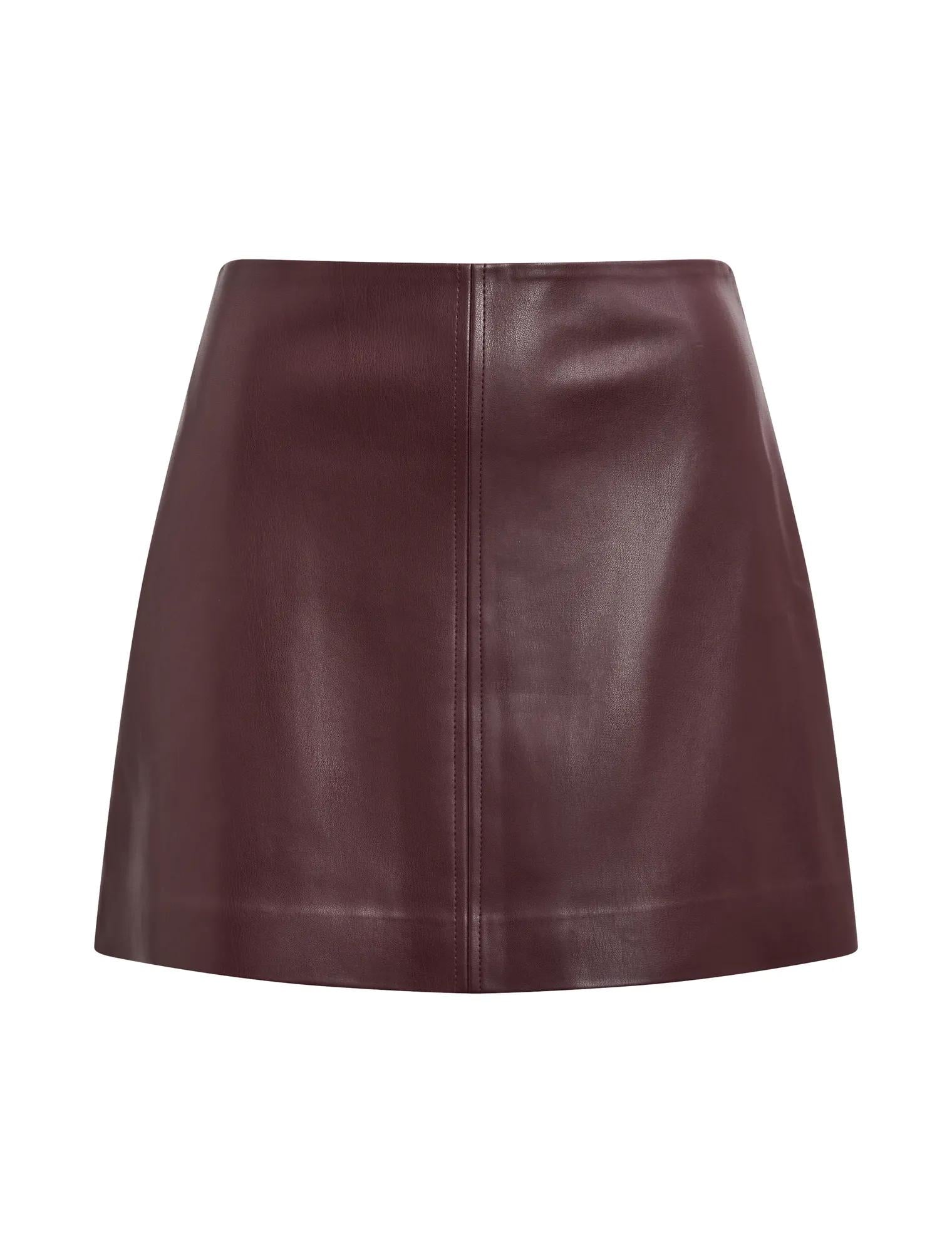 Renee Petite Vegan Leather Mini Skirt Berry Co-Ord