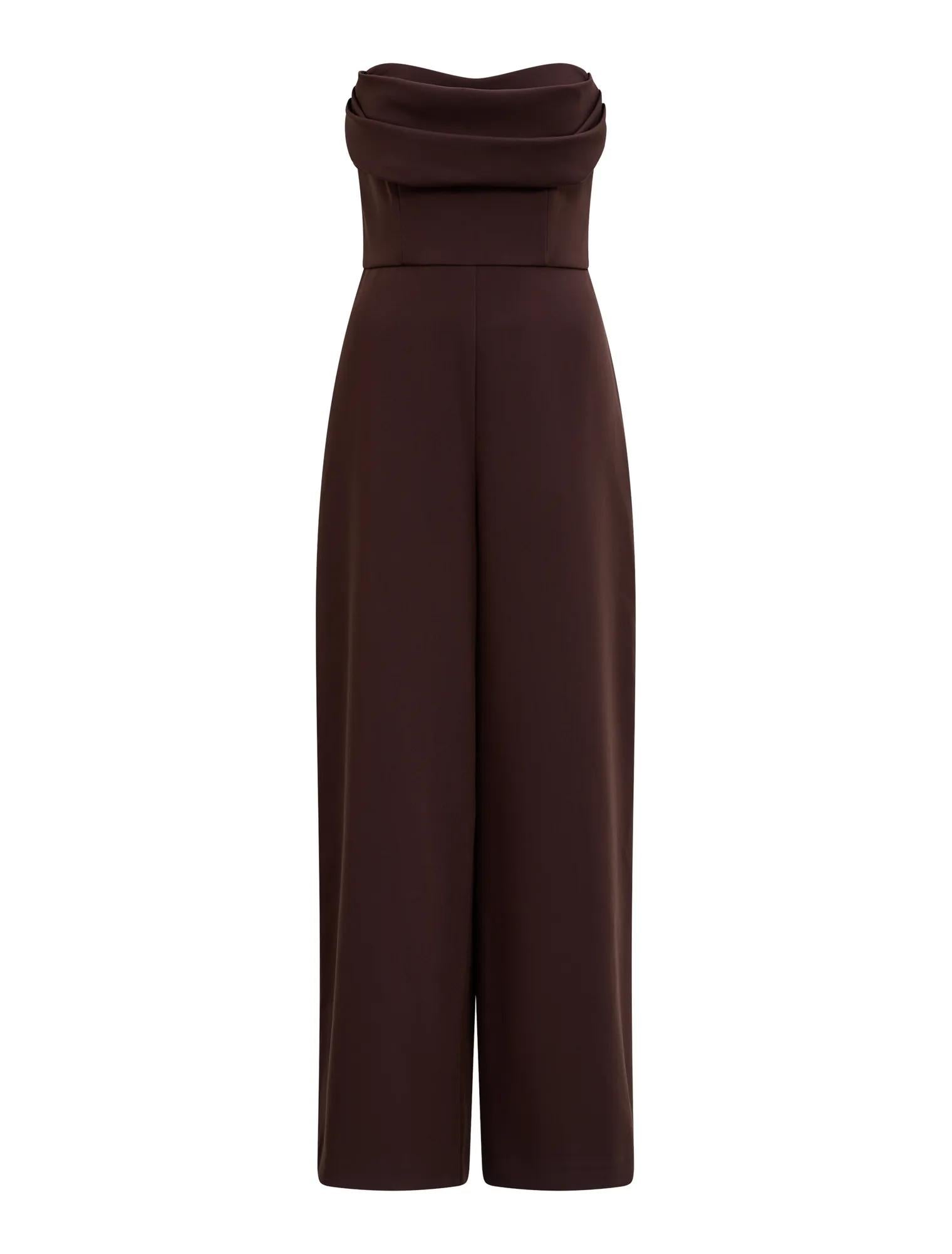 Shelly Petite Corset Jumpsuit Dark Chocolate_mannequin