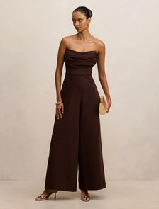 Shelly Petite Corset Jumpsuit Dark Chocolate